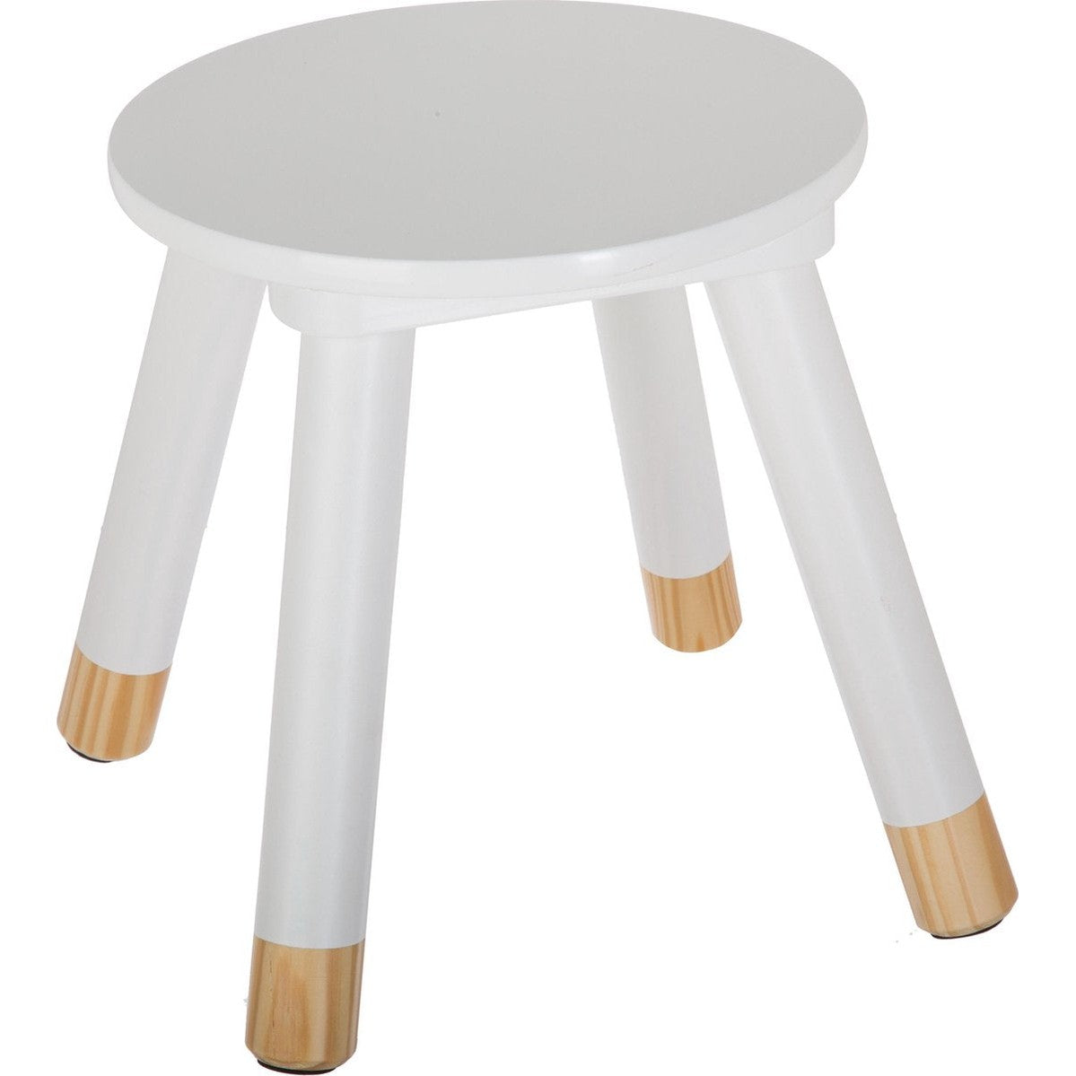 Atmosphera Kinder krukje - ivoor wit - hout - D24 x H27 cm - bijzet stoeltjes/krukken
