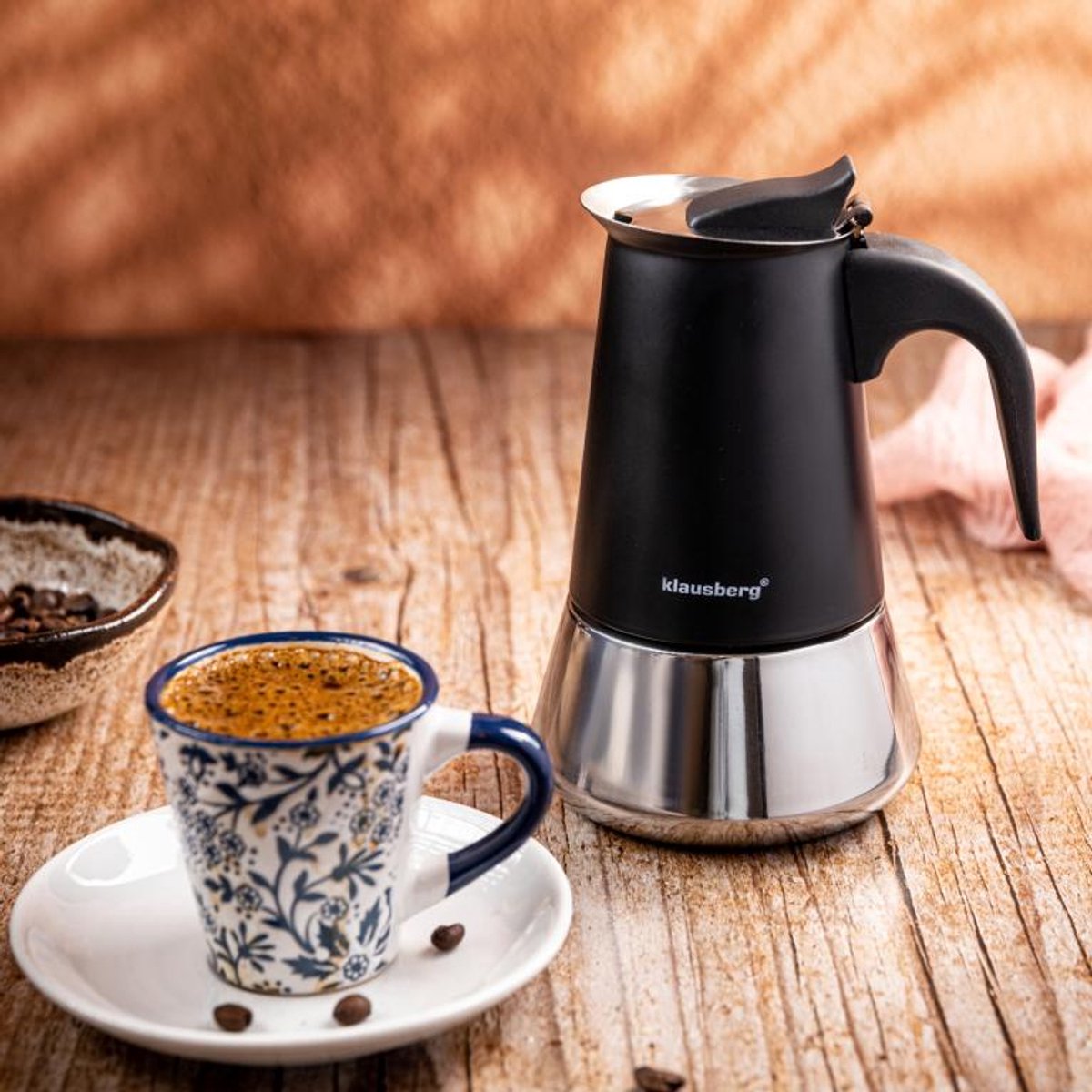 Klausberg Espressokoffiezetapparaat KB-7847 – 12 Kopjes – RVS – Geschikt voor Inductie - Espresso Maker - 600ml - Percolator