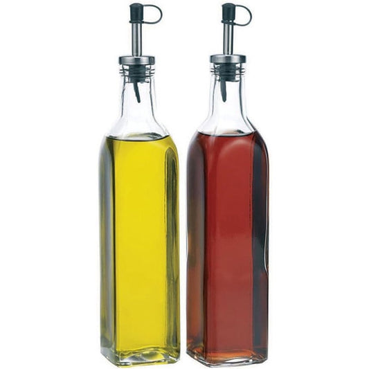 2 x - Olie en azijnflessen voor in de keuken/op tafel - Keukenfles - Glazen Oliefles