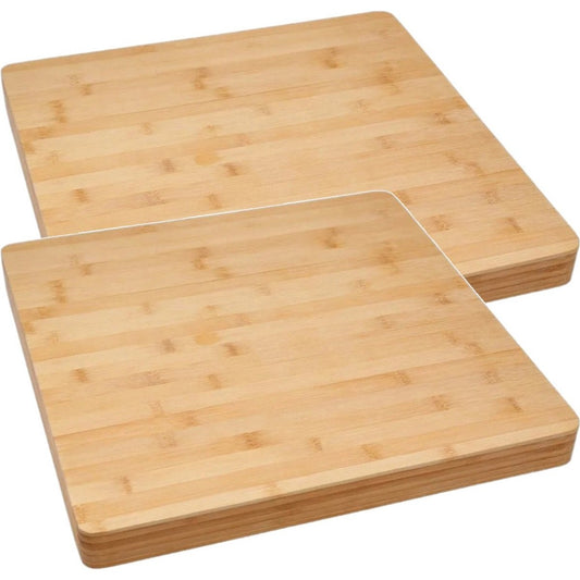 2x Stuks grote snijplank vierkant 37 x 3,5 cm van bamboe hout - Serveerplank - Broodplank