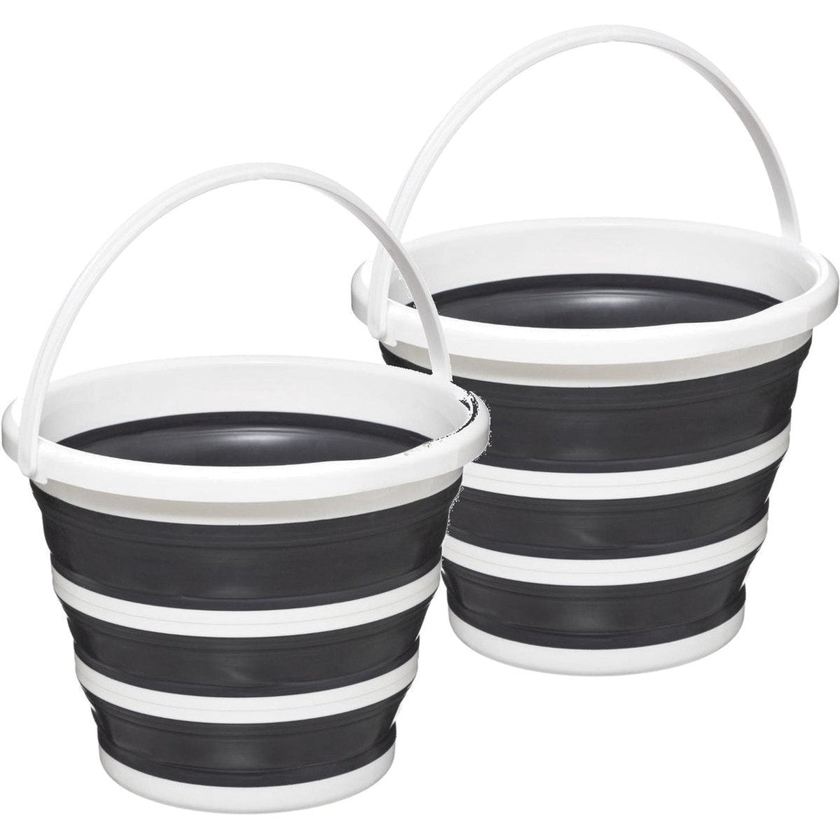 Opvouwbare schoonmaakemmers, set van 2, wit en grijs, 10 L