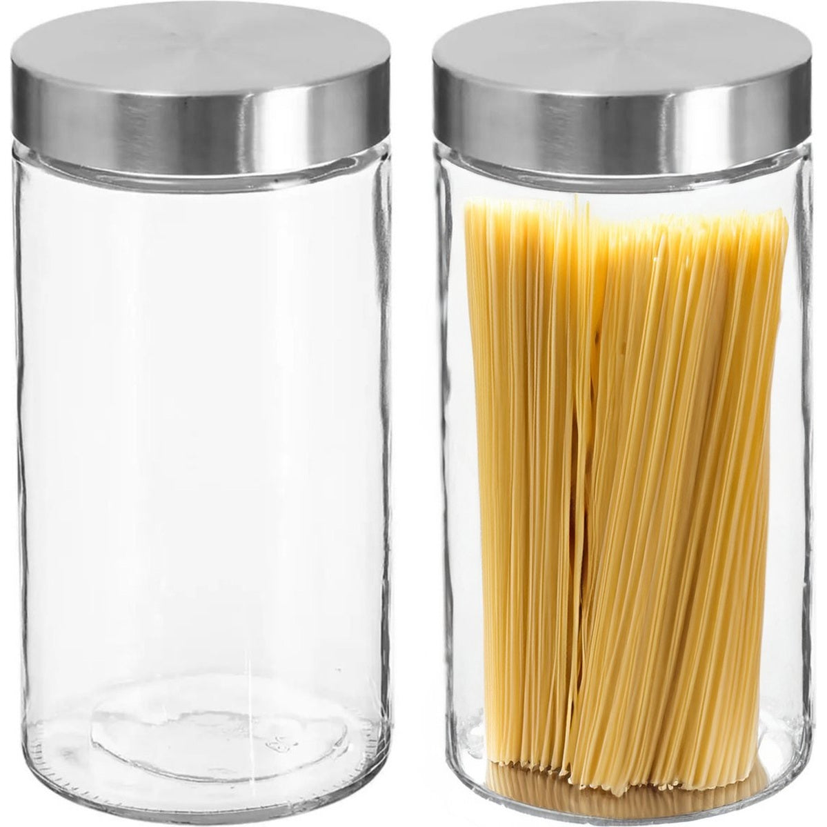 2x stuks voorraadbussen/voorraadpotten 1,7L glas met RVS deksel - 1700 ml - Voorraadpotten met luchtdichte deksel
