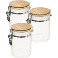 Voorraadpotten wit glas met bamboe deksel, 750 ml, set van 3
