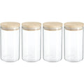 Voorraadpotten van glas met houten deksel, set van 4 (1 L)