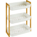 5Five badkamerrek met 3 lagen, wit, bamboe, 35 x 20 x 45 cm