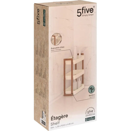 5Five badkamerrek met 3 lagen, wit, bamboe, 35 x 20 x 45 cm (2)