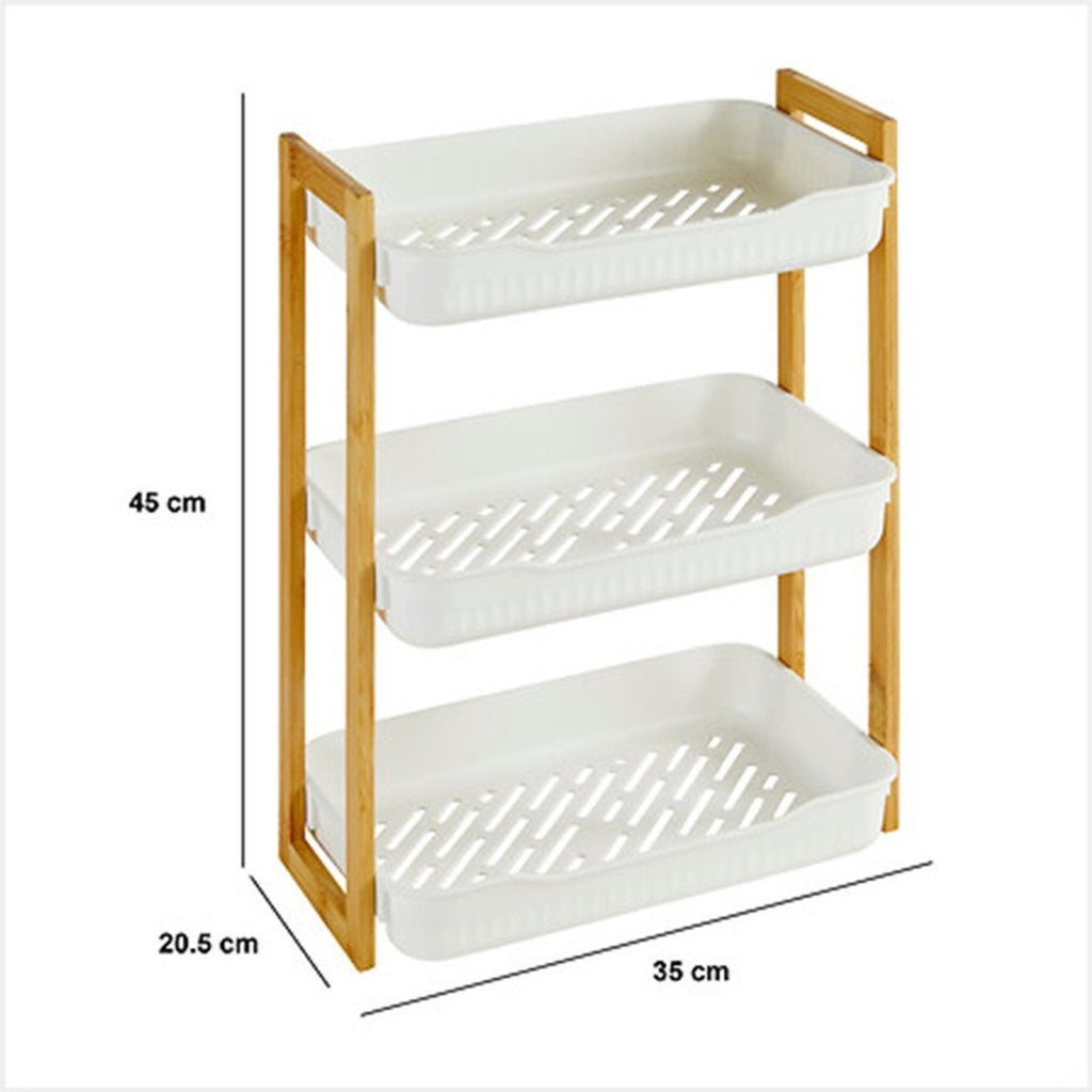 5Five badkamerrek met 3 lagen, wit, bamboe, 35 x 20 x 45 cm (4)
