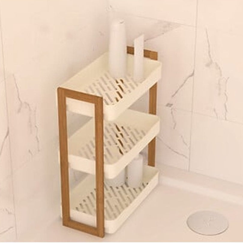 5Five badkamerrek met 3 lagen, wit, bamboe, 35 x 20 x 45 cm (6)