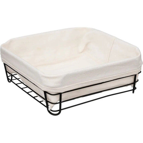 5Five broodmand Bistro, metaal en stof, zwart en crèmewit, 25 cm