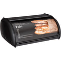 5Five broodtrommel rvs met klep, zwart met print, 35 x 23 x 15 cm