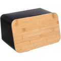 5Five broodtrommel zwart met bamboe deksel, 37 x 22 x 23 cm