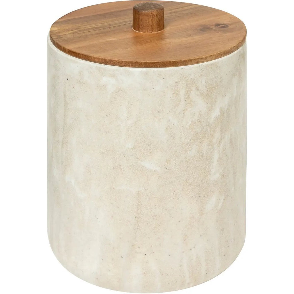 5Five Como afvalemmer met deksel 5 L, marmerlook, beige