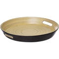 5Five rond dienblad met handvaten, bamboe, zwart, Ø 42 cm