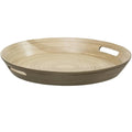 5Five Dienblad/serveerblad rond - D42 cm - bamboe hout - bruin - met handvatten - Dienbladen