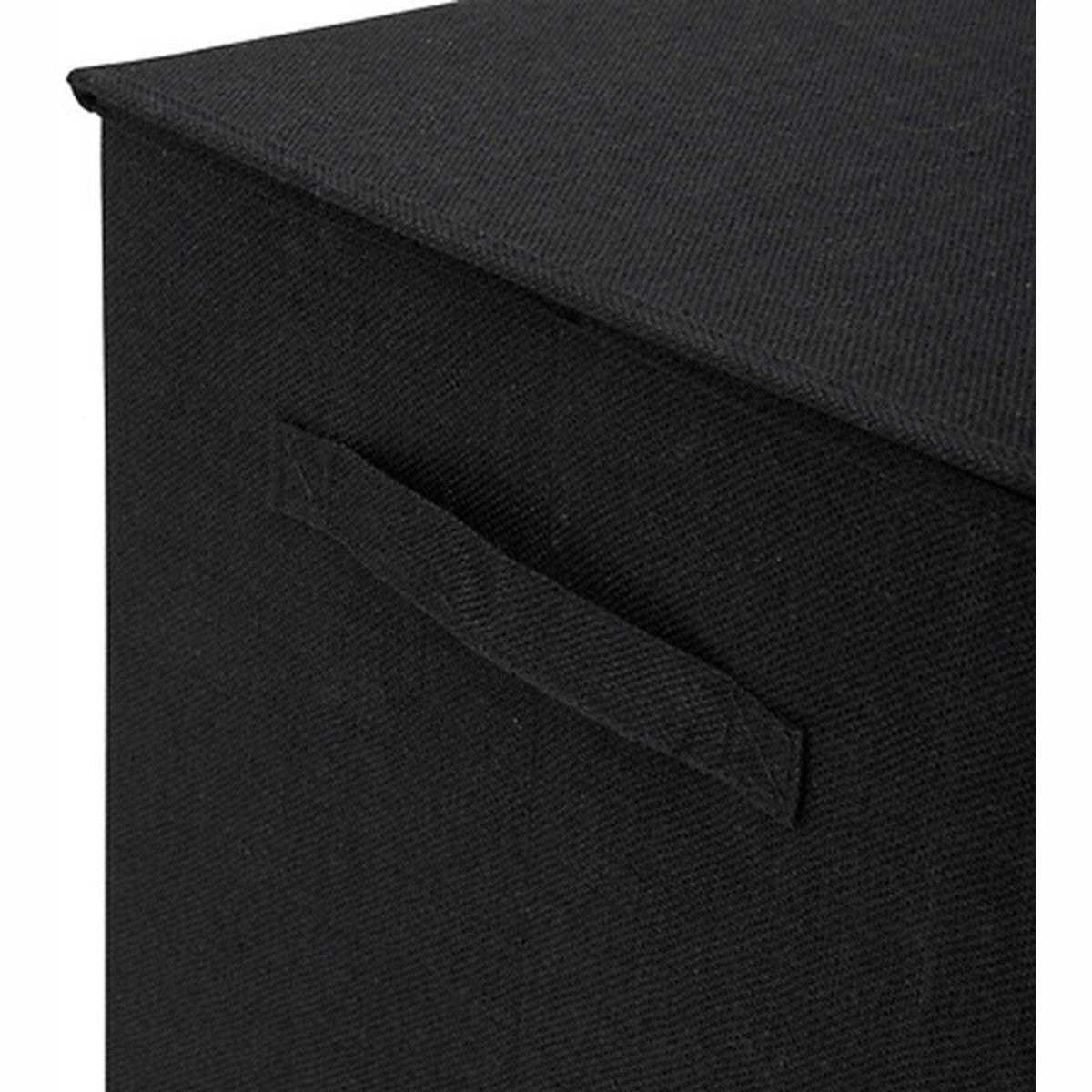 5Five Eureka sorteer wasmand - 74 liter - zwart - 37 x 37 x 60 cm - MDF/Polyester stof - met afsluitklep