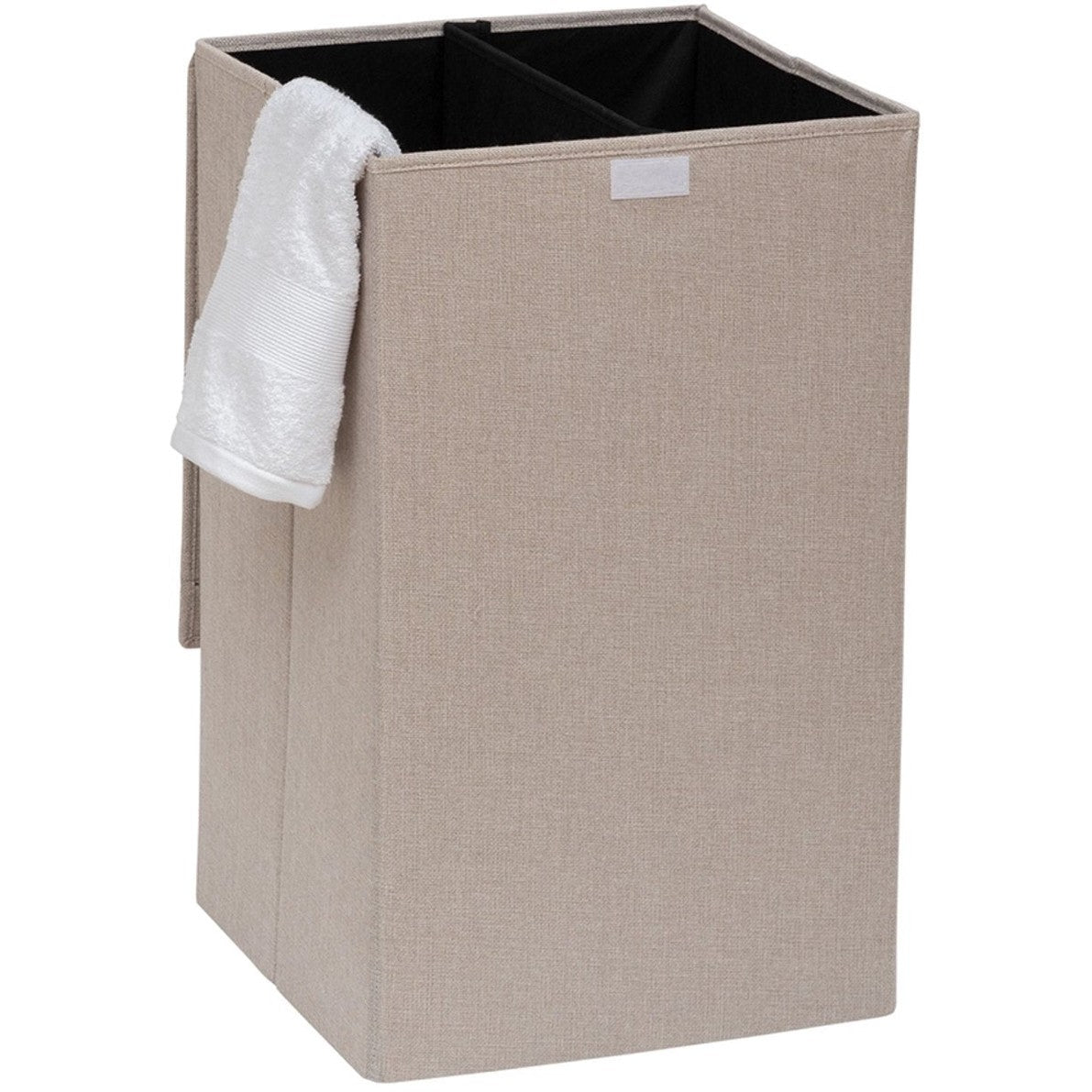 5Five Eureka sorteer wasmand - 74 liter - zwart - 37 x 37 x 60 cm - MDF/Polyester stof - met afsluitklep
