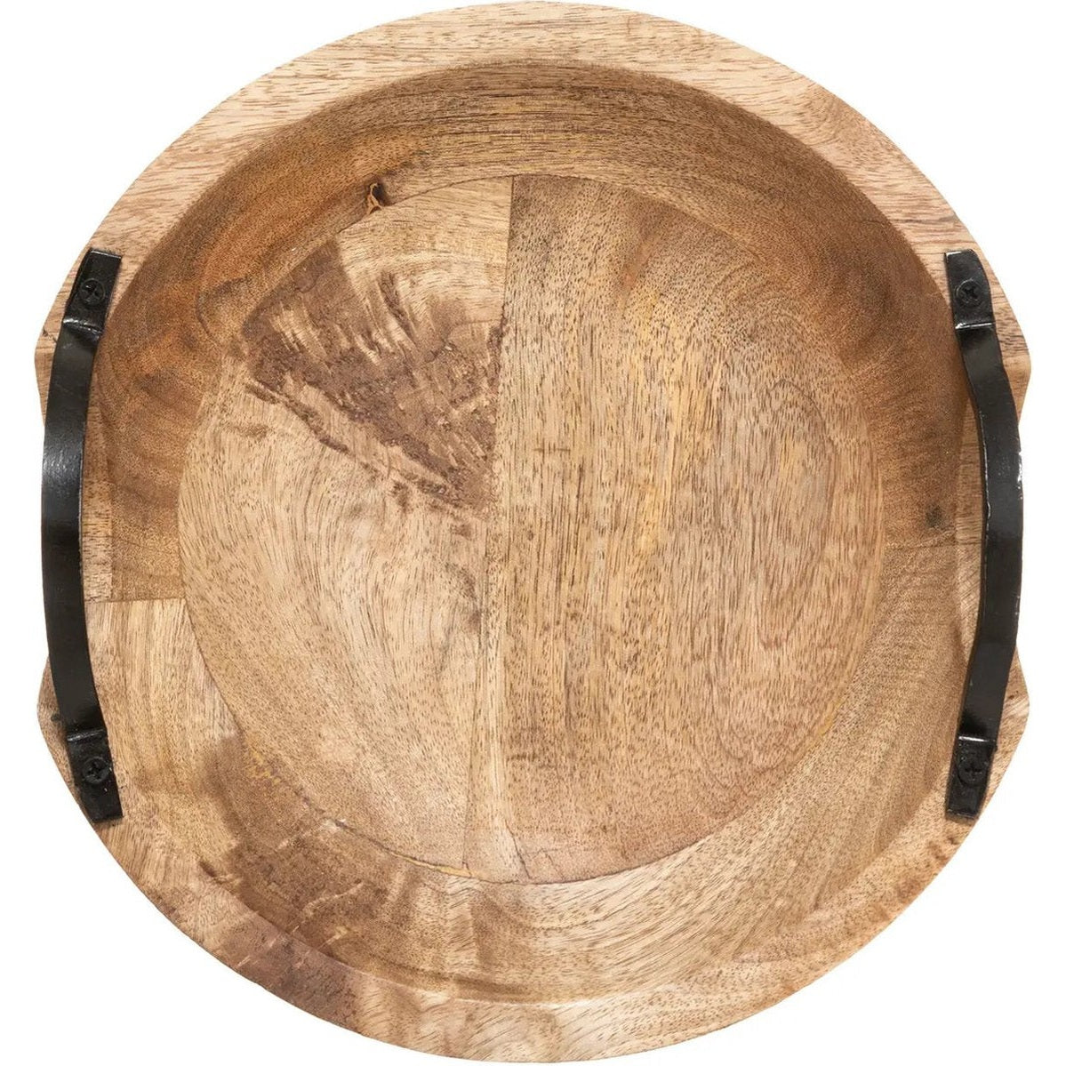 5Five fruitschaal mango hout met hengsels, Ø 30 cm, lichtbruin