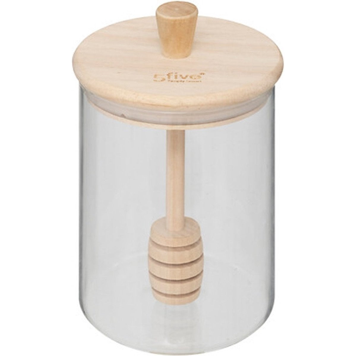 5Five honingpot met lepel, glas en bamboe, 400 ml