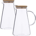 5Five glazen karaf met bamboe deksel 1,5 L, set van 2