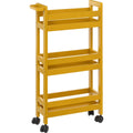 5Five trolley 3 lagen geel, mdf, op wielen, 40 x 15 x 75 cm