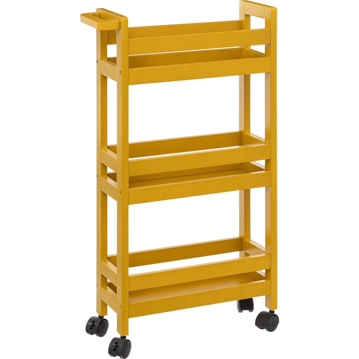 5Five trolley 3 lagen geel, mdf, op wielen, 40 x 15 x 75 cm