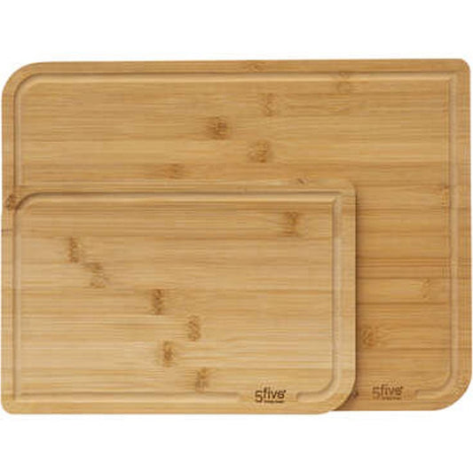 5Five Keuken snijplanken set van 2x stuks met druiprand - bamboe hout - 35 x 25 cm/22 x 15 cm