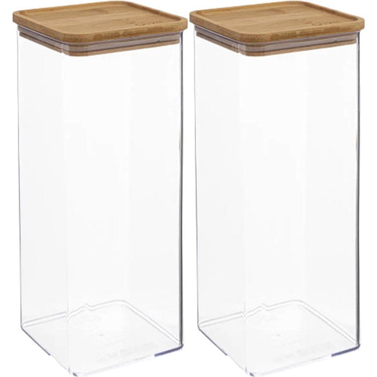 5Five - Keuken voorraadpot - Berlino - 2x - kunststof/bamboe - 2000 ml