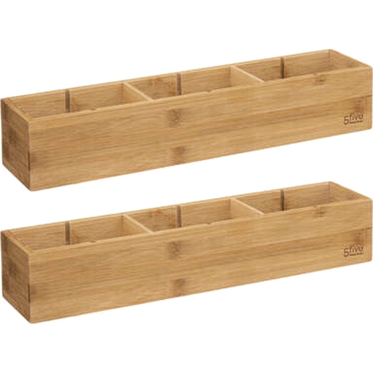 5Five lade-organizers 3 vakken, bamboe, set van 2, 38 x 8 x 7 cm