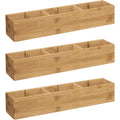 5Five lade-organizers 3 vakken, bamboe, set van 3, 38 x 8 x 7 cm