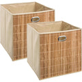 5Five opbergmanden beige van linnen en bamboe, set van 2, 29 L