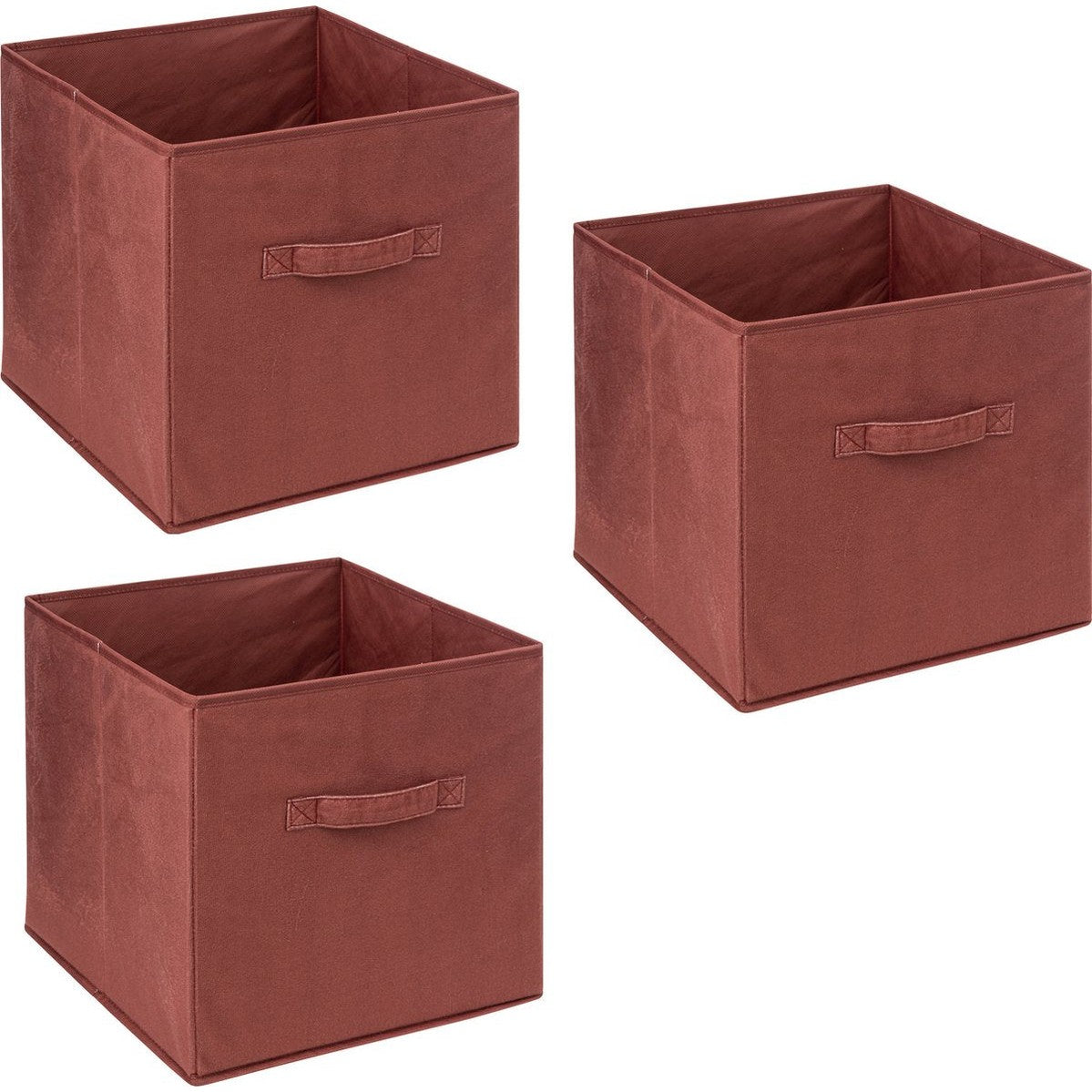 5Five opbergmanden set van 3, bordeauxrood, 31 x 31 x 31 cm