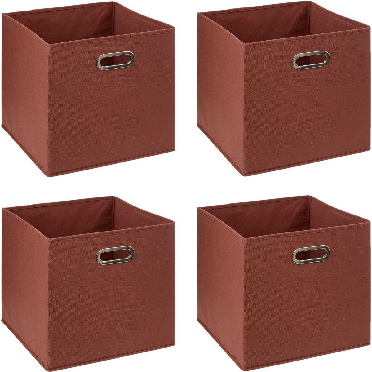 5Five opbergmanden set van 4, steenrood, 31 x 31 x 31 cm