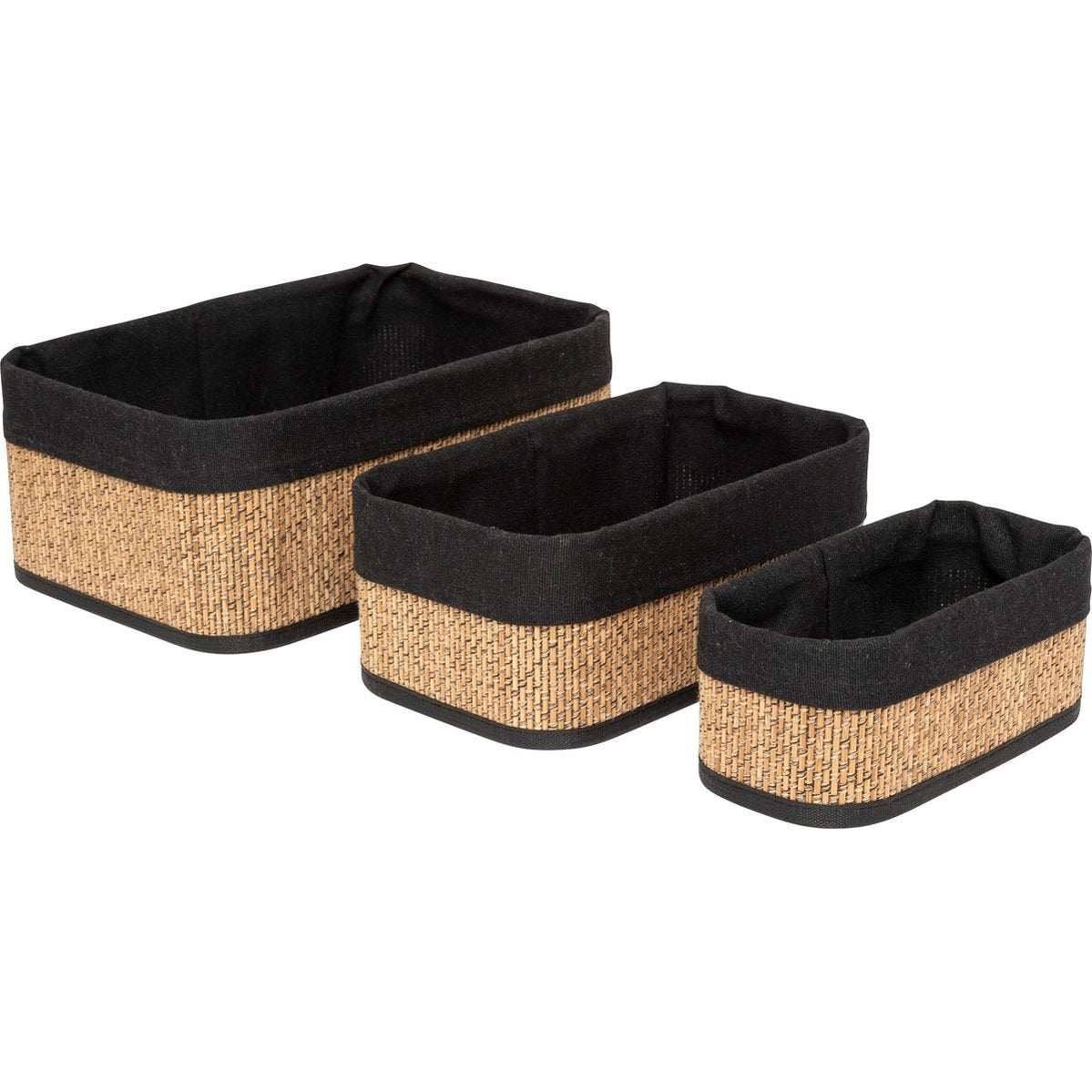 5Five rechthoekige opbergmanden van bamboe, beige, set van 3