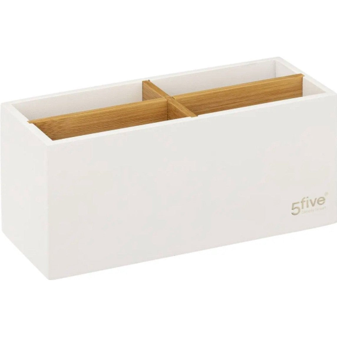 5Five organizer met 4 vakken, bamboe, wit, 21 x 8 x 9 cm