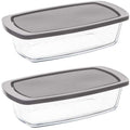5Five ovenschalen borosilicaatglas met deksel, 1,8 L, set van 2