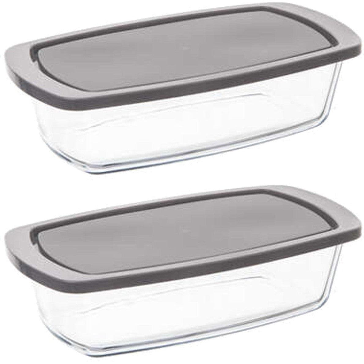 5Five ovenschalen borosilicaatglas met deksel, 1,8 L, set van 2