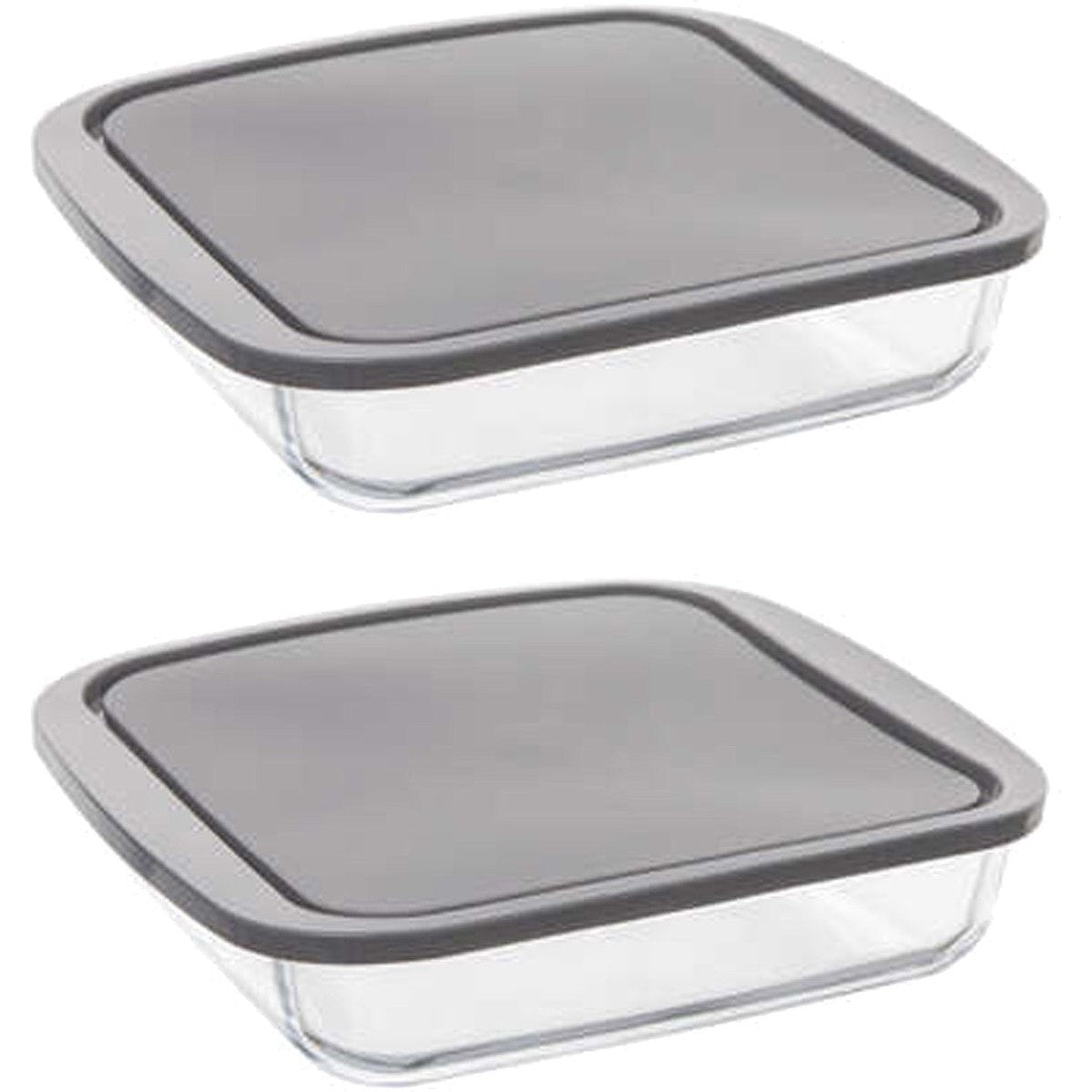 5Five ovenschalen met deksel, set van 2, 1,8 L, borosilicaatglas