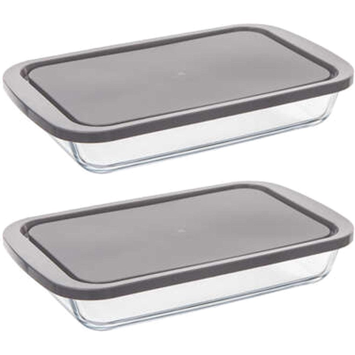5Five ovenschalen borosilicaatglas met deksel, set van 2, 1,6 L