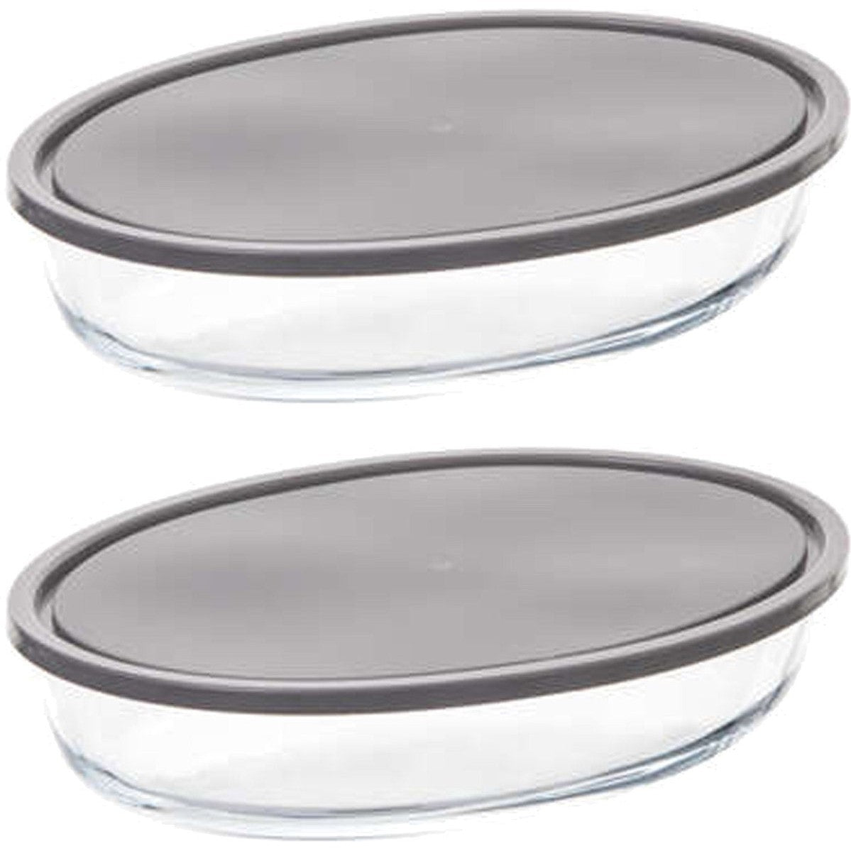 5Five ovale ovenschalen met deksel, set van 2, 2,4 L