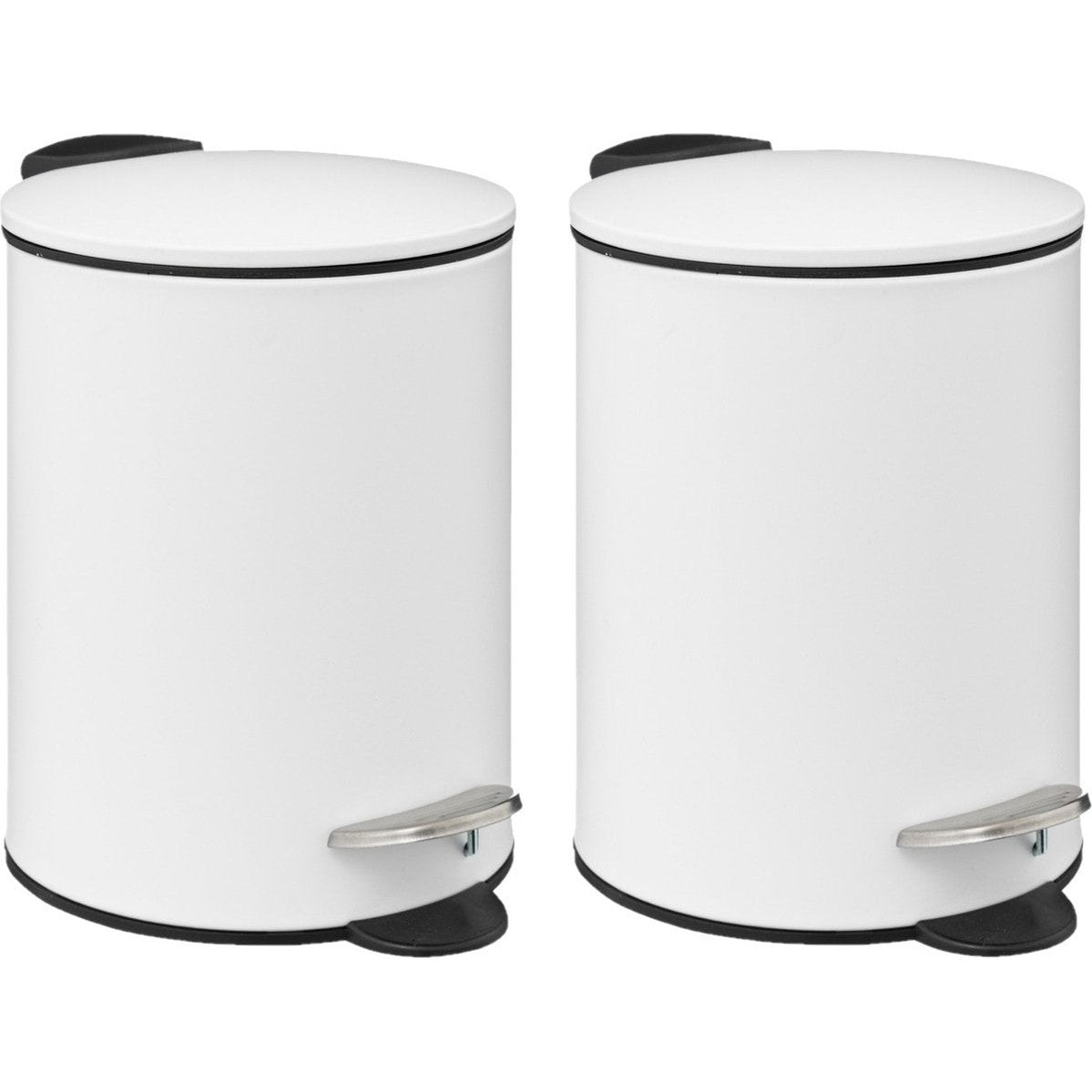 5Five pedaalemmer 3 L, wit, set van 2, soft close