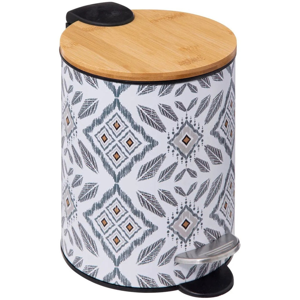 5Five Mystic pedaalemmer 3 L, metaal, wit en grijs, soft-close