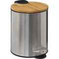 5Five pedaalemmer 3 L, zilver en bamboe, soft close