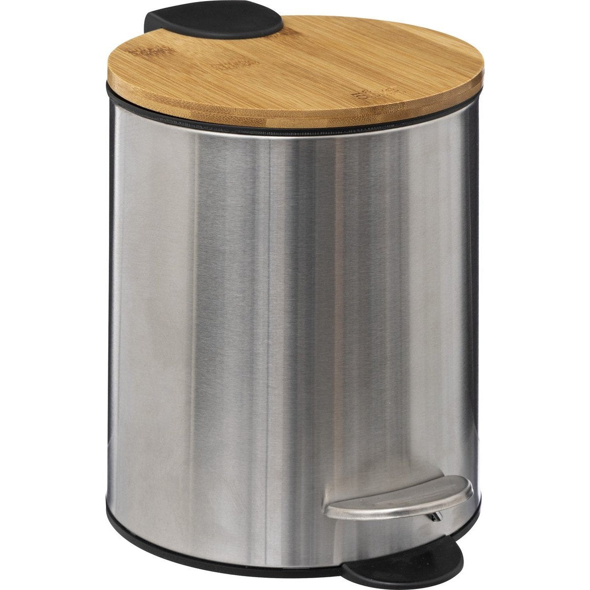 5Five pedaalemmer 3 L, zilver en bamboe, soft close