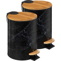 5Five pedaalemmers marmerlook, set van 2, zwart, 3 L
