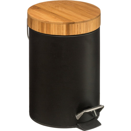 5Five - Prullenbak/pedaalemmer zwart metaal 3 liter - 17 x 25 cm - Voor badkamer en toilet