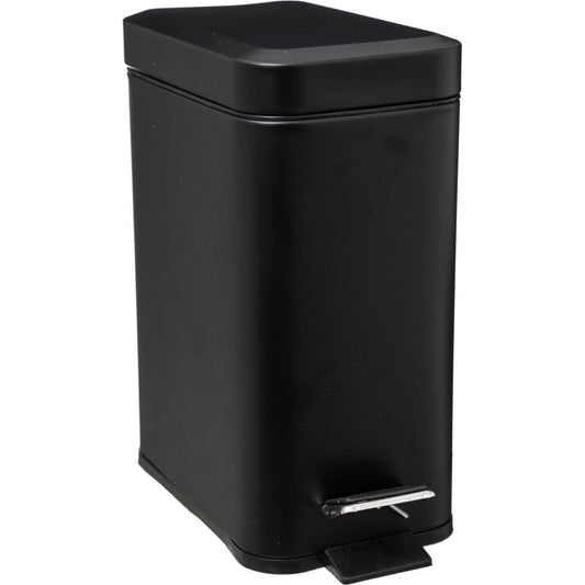 5Five - Prullenbak/pedaalemmer zwart rvs metaal 5 liter - 14x29x30 cm