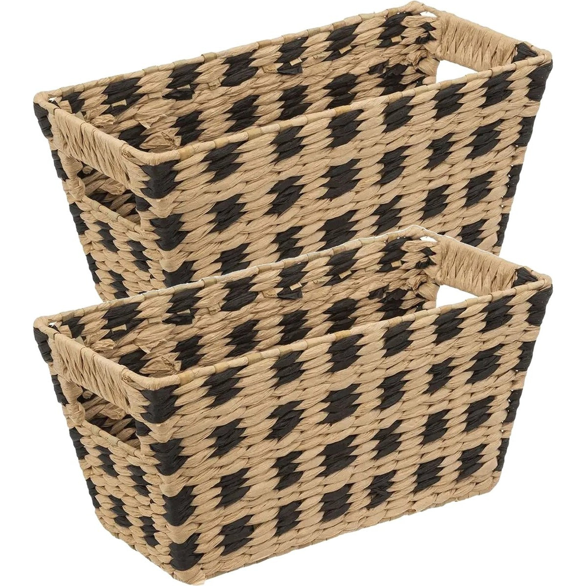 5Five rieten opbergmanden, 4 stuks, beige/zwart, 31 x 15 cm