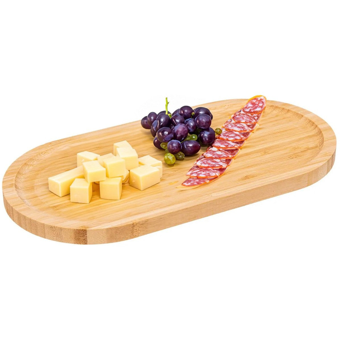 5Five Serveerplankje voor hapjes/fingerfood - 2x - 30 x 15 cm - bamboe hout - borrelplank - tapasplank