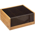 5Five theedoos 6 vakken bamboe, bruin met zwart, 22 x 21 cm