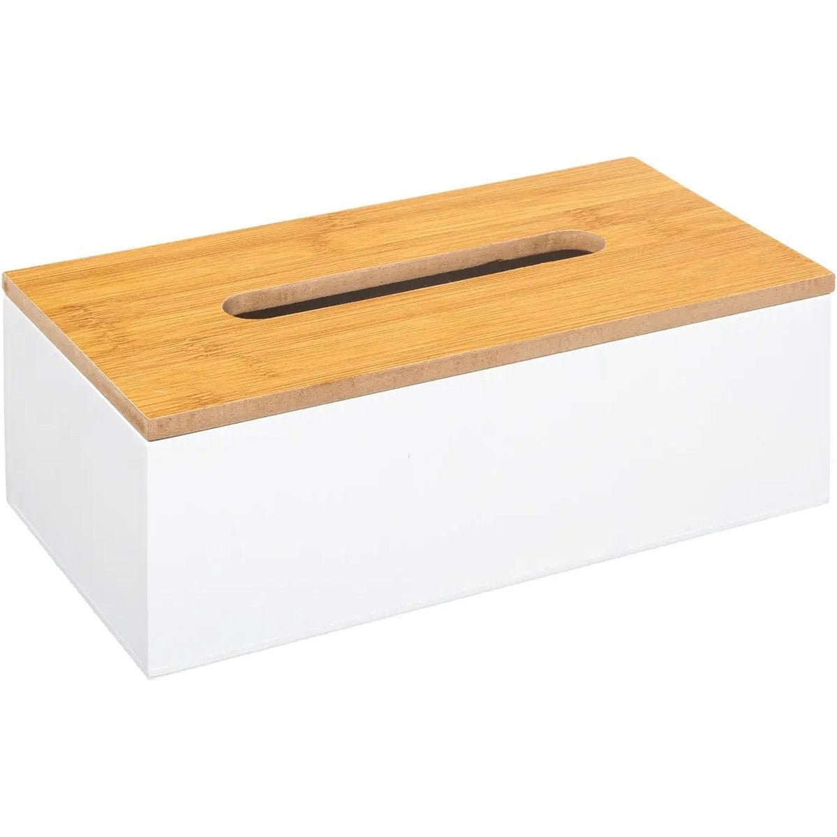 5Five tissuebox wit met bamboe deksel, 25 x 13 x 9 cm